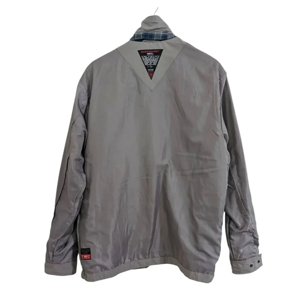 SCOTTEVEST Men's Grey TEC Travel Jacket Size L Multi-Pocket Utility Techwear